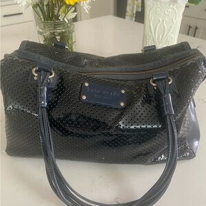 Kate Spade Glossy Navy Perforated Shoulder Bag